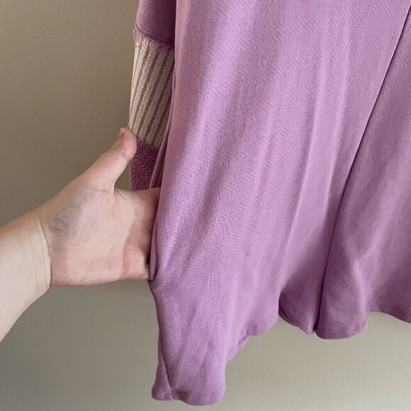 Bucket List Women S Lavender French Terry Color-Block Collared Loose Fit Romper - Picture 5 of 13